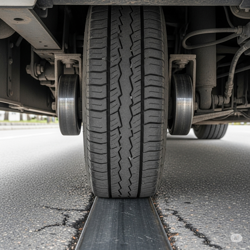 Hybrid Bus System   Steel Strip Guidance with Rubber Traction